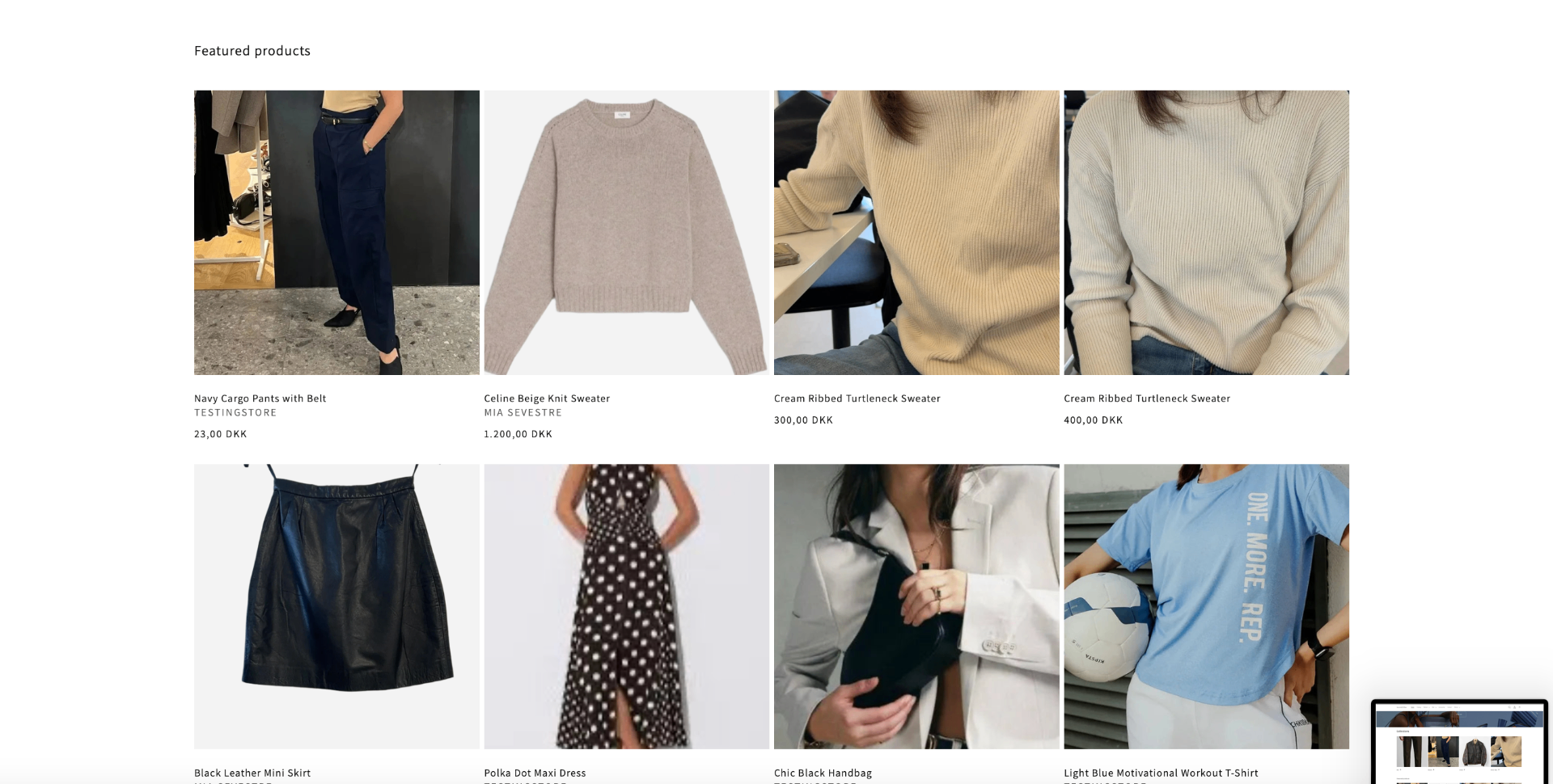 Le Stores Web example: Products